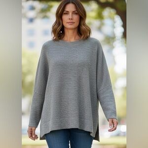 Talulah - Cozy Oversized Gray Knit Sweater with Dolman Sleeves. Size M